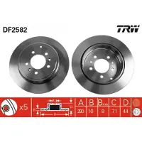 TRW Remschijf DF2582 achter, volledig, 1 Stuk