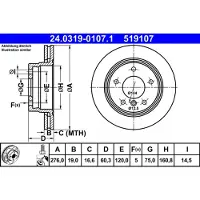 Ate Remschijf Power Disc 24.0319-0107.1, 1 Stuk
