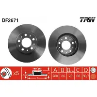 TRW Remschijf DF2671 voorkant, geventileerd, 1 Stuk