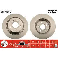 TRW Remschijf DF4915 achter, volledig, 1 Stuk