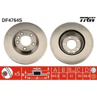 TRW Remschijf DF4764S voorkant, geventileerd, sterk gecarboniseerd, 1 Stuk