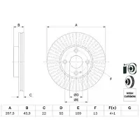 Bosch Remschijf 0 986 479 E56 voorkant, geventileerd, sterk gecarboniseerd, 1 Stuk