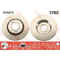 TRW Remschijf DF6670 achter, geventileerd, 1 Stuk