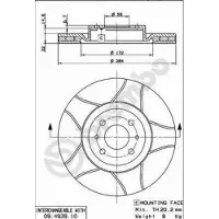 Brembo Remschijf Max 09.4939.75, voorkant, sleuf, geventileerd, 1 Stuk