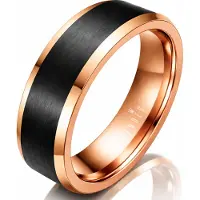 Mendes Wolfraam heren ring Rosegoud Zwart 8mm-19mm