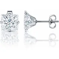 LGT JWLS Classic Stud Oorbellen Vierkant - Transparant Zilver-4mm