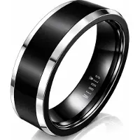 Mendes Wolfraam heren ring Zwart Zilver 8mm-18mm