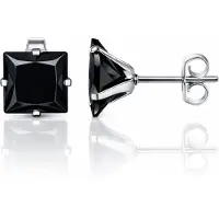 LGT JWLS Classic Stud Oorbellen Vierkant - Zwart Zilver-8mm