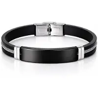 LGT JWLS LGT Jewels Siliconen armband Heren RVS ID Zwart