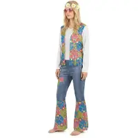 Vegaoo - Driekleurig Flower Power hippie pak voor vrouwen