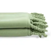 Unique living - Fleece Plaid Met Franjes - 130x160 - Nile Green