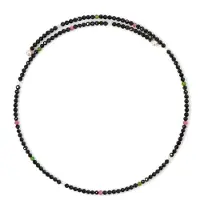 Cavill - Stalen Halsketting - Russische Diopsied 0 6ct, Zwarte Spinel 30 62ct & Regenboogmaansteen 0 73ct - Zwart 31cm