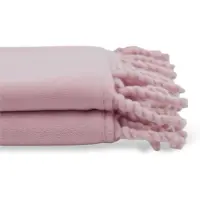 Unique living - Fleece Plaid Met Franjes - 130x160 - Old Pink