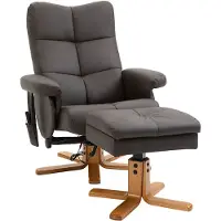 Merax Massagestoel met Voetenbank – Draaibare Relaxstoel met Ligfunctie 145° – 10 Trilmassagepunten – Kunstleer – Bruin