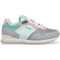 Pepe Jeans Dames Trainers Londen Bubble grijs (38), Plat, Veters, Casual, kinderkleding PGS400015