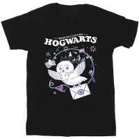 Harry Potter Meisjes Uil Brief Van Zweinstein Katoenen T-Shirt (Zwart)