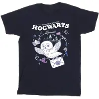 Harry Potter Meisjes Uil Brief Van Zweinstein Katoenen T-Shirt (Marineblauw)