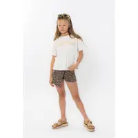 No Way Monday T-shirt ecru Meisjes Stretchkatoen Ronde hals Tekst - maat 158