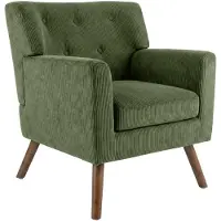 CLP Kioni Fauteuil - met armleuning - volwassen - relax - landelijk - stoelpoten van hout - ribstof - corduroy - groen