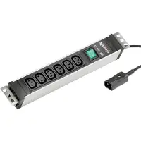 Bachmann stekkerdoos voor koelapparatuur, 6x C13-aansluiting (vrouwelijk), C14-aansluiting (mannelijk)