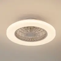 LINDBY Vedin LED plafondventilator, Ø 49 cm, wit, CCT - , Vedin, dimbare, Wit, Woonkamer, Kunststof, Modern