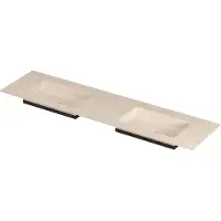 Ink Post Wastafel keramische slab envelop bak dubbel zonder kraangaten 180x45x1 Travertin matt