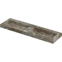 Ink Pitch Wastafel keramische slab bak dubbel met drain en front en side skirts zonder kraangaten 160x45x9 Island glossy