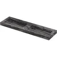 Ink pitch wastafel keramische slab bak dubbel met drain en front en side skirts 2 kraangaten 160x45x9 venice brown glossy