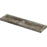 Ink Pitch Wastafel keramische slab bak dubbel met drain en front en side skirts zonder kraangaten 180x45x9 Island glossy