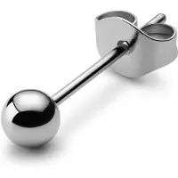 Lucleon 4 mm Oorknop van gerhodineerd 925 sterling zilver met balletje