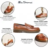 Ben Sherman Heren Bruine Leren Loafers met Kwastjes - Dudley