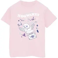 Harry Potter Meisjes Uil Brief Van Zweinstein Katoenen T-Shirt (Baby Roze)