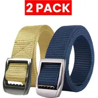 Enzo | 2-pack Heren Canvasriem - Beige & Marineblauw