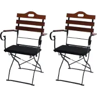 Mendler Set van 2 biertuinstoelen -J40, klapstoel tuinstoel, horecakwaliteit acacia ~ bruin, bekleding zwart