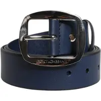Dolce&Gabbana Blauw Kalfsleer Klassieke Metalen Gesp Riem