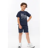 No Way Monday T-shirt met backprint donkerblauw Jongens Stretchkatoen Ronde hals - maat 122