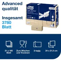 Tork Xpress Advanced Handdoek H2 Z-vouw Bruin 2-laags 130299 21 Stuks à 180 Vellen