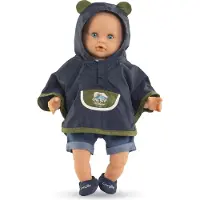 Corolle Regenponcho poppenkostuum Kleine Ontdekker 30cm blauw.