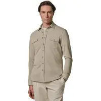 Profuomo Overshirt beige normale fit dubbele borstzakken