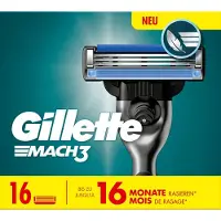 Gillette Mach 3 - Scheermesjes - 16 stuks - Huidvriendelijke technologie - Comfortabele en gladde scheerbeurt