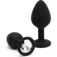 Rimba - Berlin - Bling Buttplug - Set Met 2 Buttplugs Met Kristal - Zwart