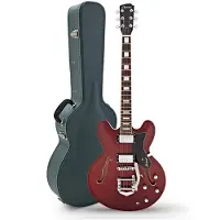 Hartwood Revival Vibrato Semi Acoustic Guitar & Hard Case Cherry Red