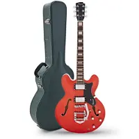 Hartwood Revival Vibrato semi-akoestische gitaar & harde koffer gebrand oranje