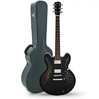 Hartwood Revival Semi Acoustic Guitar & Hard Case Jet Black