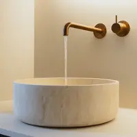 Saniclear White Travertin marmer waskom rond 38x13cm