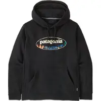 Patagonia - Sweatshirts - M's '95 Oval Logo Uprisal Hoody Black Kaleido voor Heren van Gerecycled Polyester - Maat L - Zwart