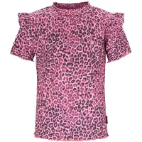 B.NOSY T-shirt met panterprint roze Meisjes Stretchkatoen Opstaande kraag - maat 104