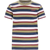 B.NOSY gestreepte T-shirt groen Jongens Katoen Ronde hals Streep - maat 158/164