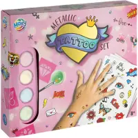 Moxy Metallic Tattoo Set - Inclusief Stencils - Tattoos Metallics - Lijm en Kwasten