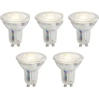 LUEDD Set van 5 GU10 50 dimbare LED lampen 3.9W 450 lm 3000K longlife